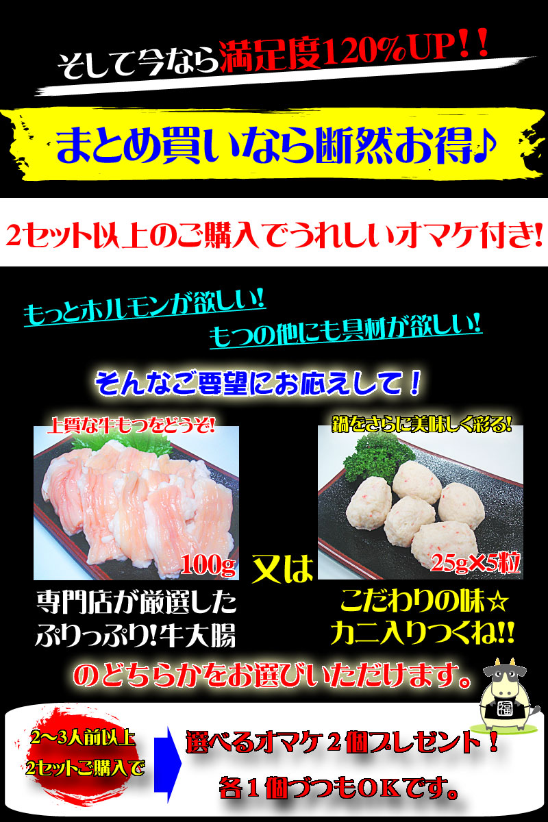 送料無料】越前のホルモン屋の本格牛もつ鍋（2～3人前）